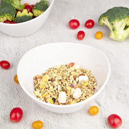 GarveeHome 8 in Ceramic Deep Soup Bowls & Salad Bowls - 42 oz Large Bowls Set of 4 for Kitchen - White Ceramic Serving Bowls for Salads, Cereal, Soup, Dishwasher & Microwave Safe