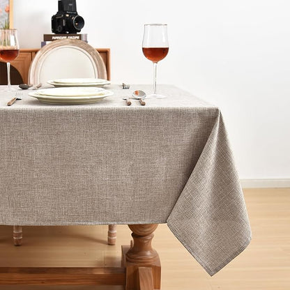 Fitable Square Linen Tablecloths 2 Pack, Linen Textured Fabric Table Clothes, Rustic Table Covers for Kitchen Dining, Party, Farmhouse (Nature, 54 x 54 Inch)