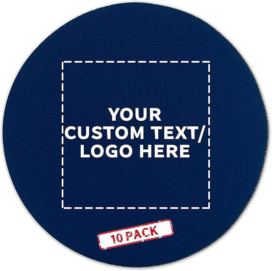 10 Round Foam Bud Coasters Pack, 4 inch - Customizable Text, Logo - PU Foam, Party Favor - Navy Blue