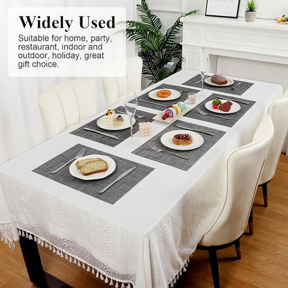 SHACOS Placemats Set of 4 for Dining Table Woven Vinyl Reversible Table Mats Wipe Clean Non Slip Place Mats Indoor Outdoor, Dark Gray