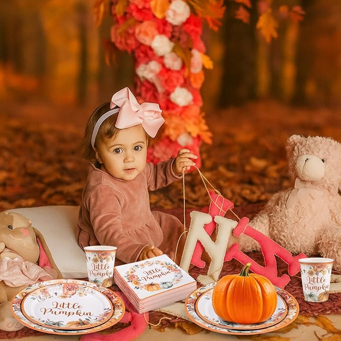 NatNarr 175 Pcs Little Pumpkin Baby Shower Party Decorations Includes Fall - Image 4
