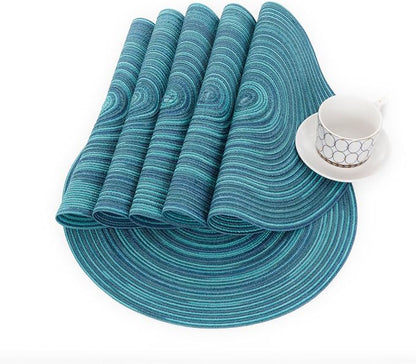 SHACOS 15 inch Round Placemats Set of 6 Variegated Multicolor Place Mats Cotton - Image 5