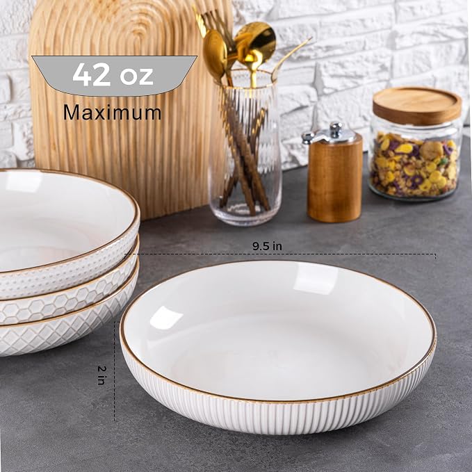 GBHOME 9.5'' Large Pasta Bowls, 42 Ounce Stoneware Salad Bowls - Image 2