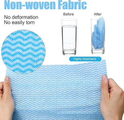 300 Pcs Disposable Dish Cloths for Kitchen Disposable Cleaning Cloth and Towels Handy Cleaning Wipes Disposable-Rags for Kitchen and Office(Blue)