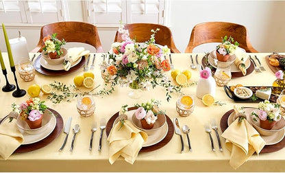 Solino Home Linen Tablecloth for Rectangle Tables 60 x 108 Inch - 100% Pure Linen Golden Straw Table Cloth - Fete, Machine Washable Cloth Tablecloth for Spring, Easter