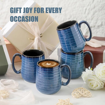 HASENSE Coffee Mugs, 12 Ounce Ceramic Coffee Mug Set of 6, Reactive Glaze Tea - Image 6