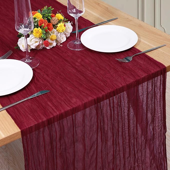 1 Pack Cheesecloth Table Runner 10Ft Christmas Gauze Boho Table Runners by Home