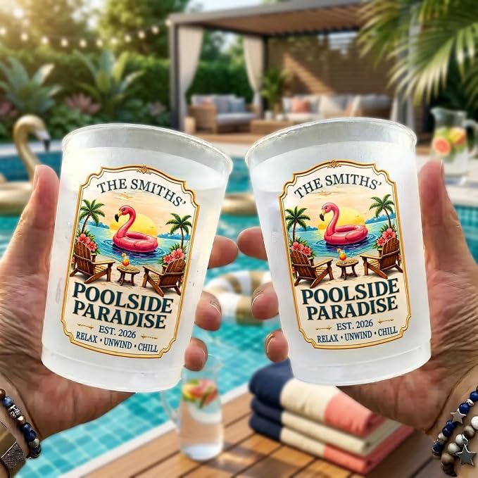 Custom Poolside Party Cups, Personalized Summer Vacation And Travel Gifts - Image 3