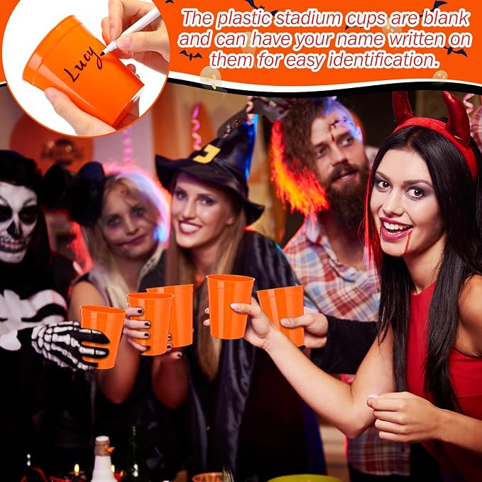 Yungyan 50 Pack 16 oz Stadium Cups Reusable Plastic Cups Blank Drink Stadium - Image 4