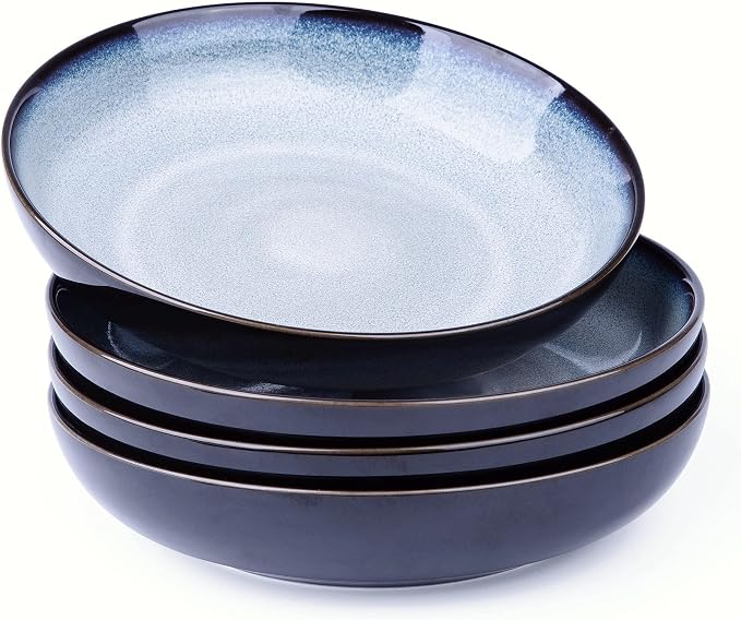 LERATIO 9.0" Ceramic Pasta Bowls Set of 6, 38oz Large Stoneware Bowls Set | by LeRatio
