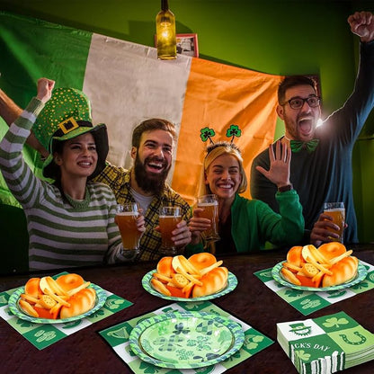 180PCS St.Patrick's Paper Plates and Napkins Party Supplies Serve 60 | Shamrock - Image 6