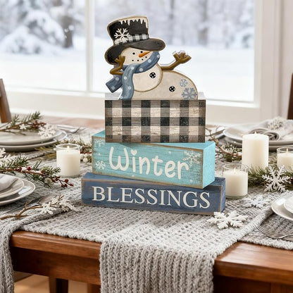 Moucuny 4 Pcs Winter Table Decorations Playful Snowman Decor Indoor Winter - Image 4