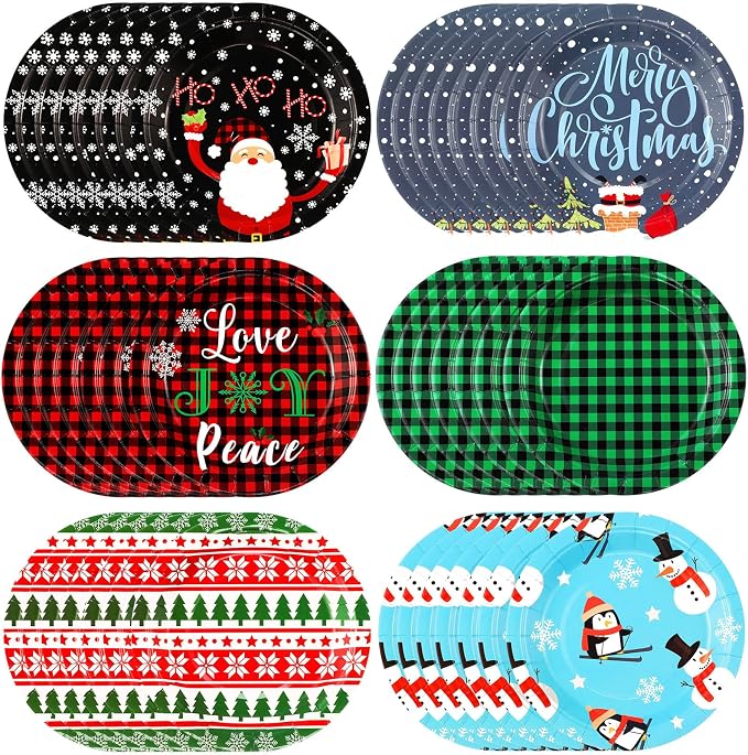 Gerrii 60 Pcs Christmas Party Plates 7 Inch Xmas Holiday Disposable Paper by Gerrii