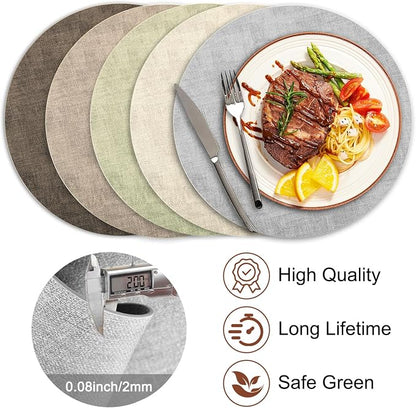 Round Faux Leather Placemats and Coasters, Reversible Heat Resistant Non-Slip - Image 5