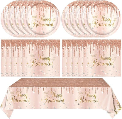 41Pcs Rose Gold Retirement Party Decorations Happy Retired Party Supplies by Mainivo