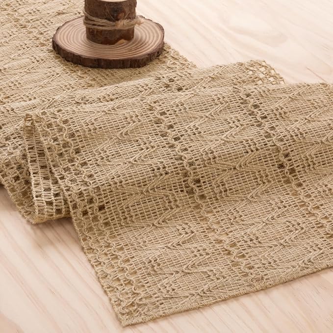 MLMW Boho Table Runner 72 inches Small Coffee Table Runner Rustic Burlap - Image 4