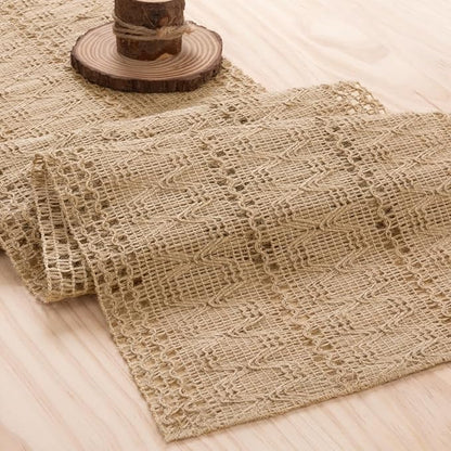 MLMW Boho Table Runner 48 inches Small Coffee Table Runner Rustic Burlap - Image 4