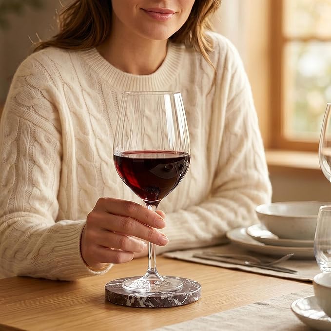 Natural Marble Coasters Set of 4-4" Round Stone Drink Coasters, Non-Slip Cork - Image 6