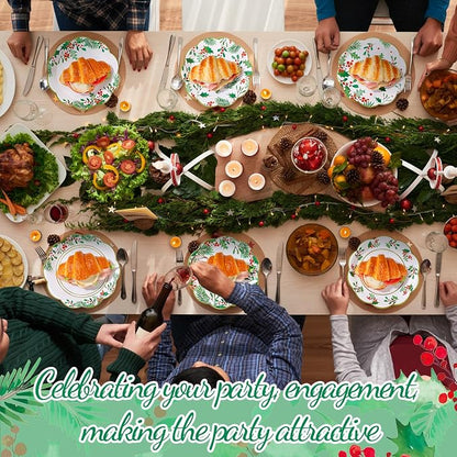 Gerrii 60 Pcs Christmas Party Plates 7 Inch Holly Berries Disposable Paper - Image 4