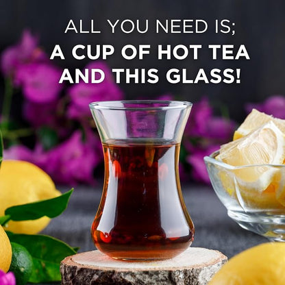 Turkish Tea Glass Set of 6, Small Clear Glass Tea Cups - Image 3