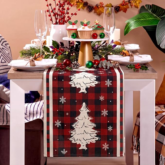 Gilprop 3 Pcs Christmas Table Runners Watercolor Table Runner, 13x72 Inch | - Image 3