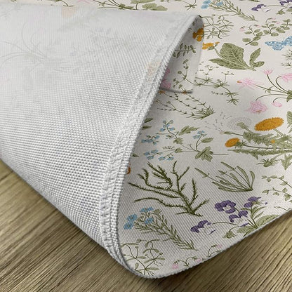 Ambesonne Floral Place Mats Set of 4, Vintage Garden Plants Herbs Flowers Botanical Classic Design Art, Washable Fabric Placemats for Dining Table, Standard Size, Reseda Green Beige