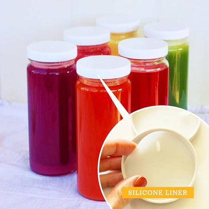 16oz Glass Juice Bottles with Lids, 6 Pack, Wide Mouth Reusable | Large Mouth - Image 8