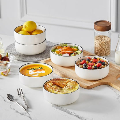 MALACASA 24 OZ Ceramic Bowls Set of 6, Soup Cereal Bowls, Dishwasher Safe - Image 5