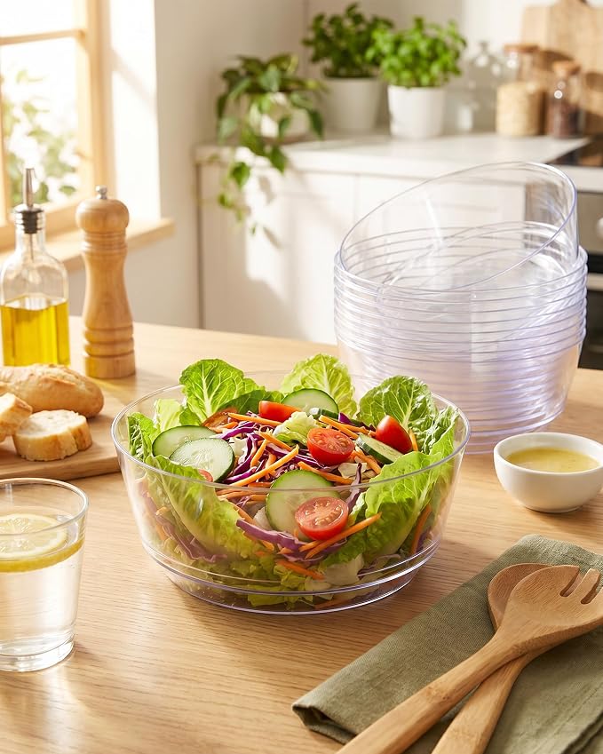 8 Pack Clear Serving Bowls for Buffet | 128oz Heavy Duty Disposable Plastic - Image 9