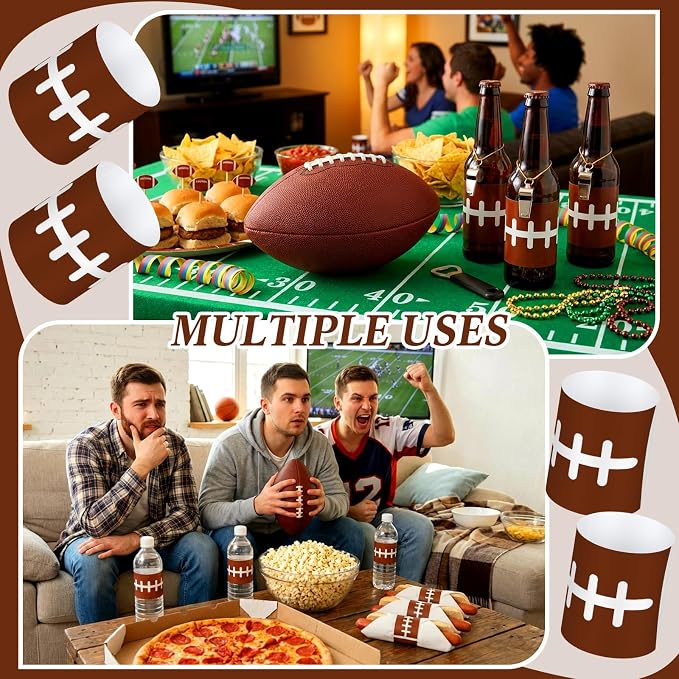 FoldTier 300 Pcs Football Paper Napkin Rings Bulk Disposable Sports Napkin - Image 3