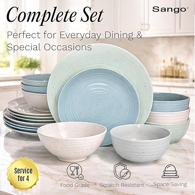 Sango Siterra Artist's Blend 16-Piece Stoneware Dinnerware Set - Image 2