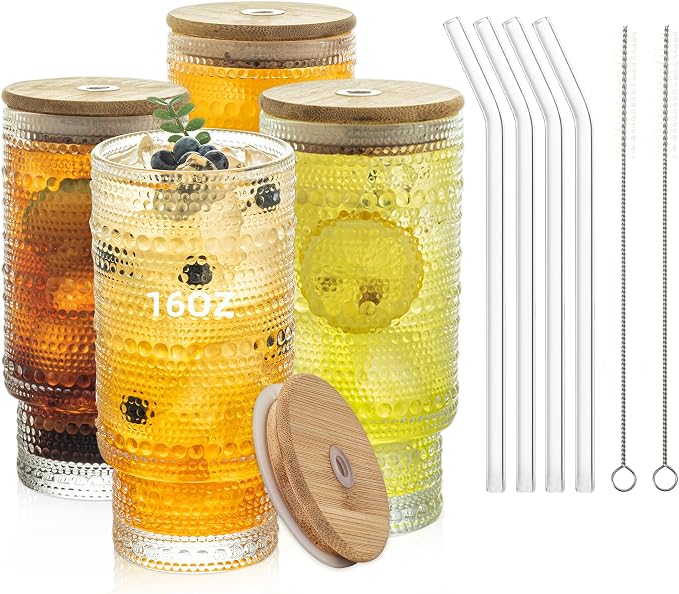 KEMORELA 16oz Hobnail Drinking Glasses by KEMORELA
