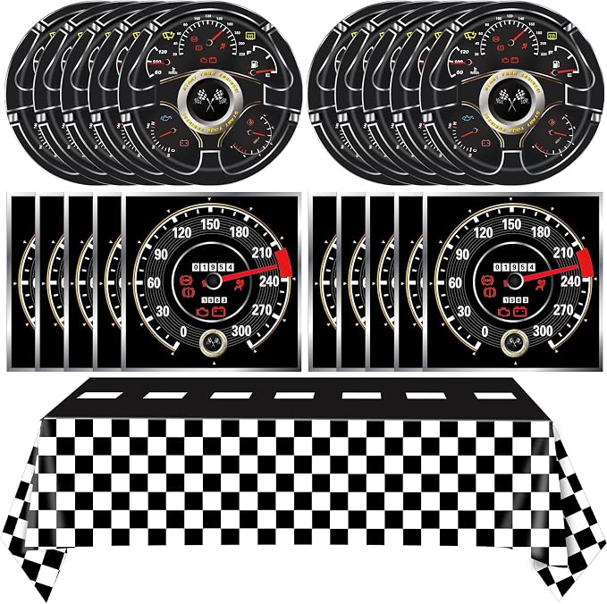 41Pcs Race Car Birthday Party Decorations, Start Your Engines Party Tableware by Mainivo