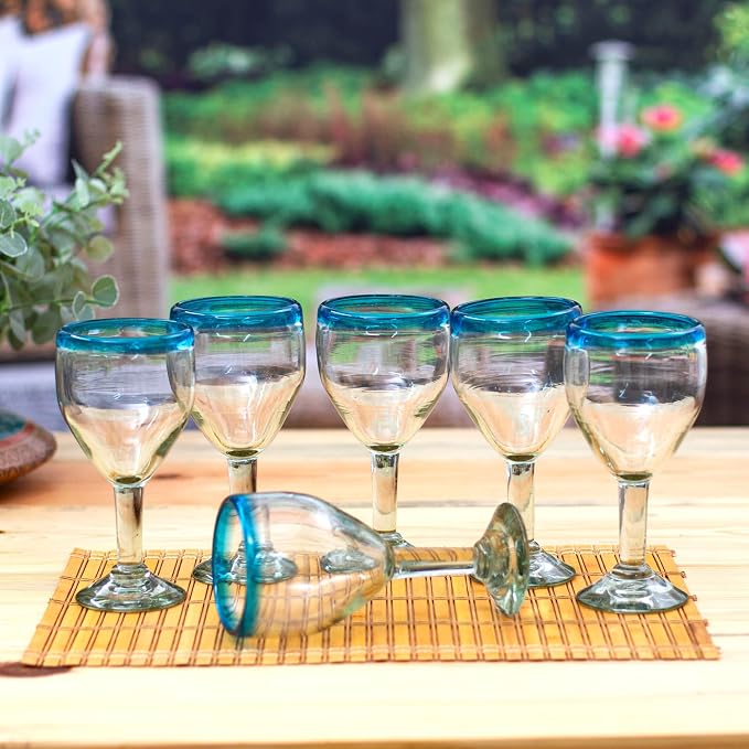 NOVICA Artisan Handblown Glass Wine Glasses Clear - Image 2