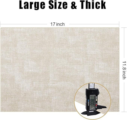 Homaxy Faux Leather Heat Resistant Placemats for Dining Table Set of 8, Waterproof Wipeable Washable PU Table Mats, Easy to Clean Anti-Slip Place Mats, 11.8" x 17", Beige