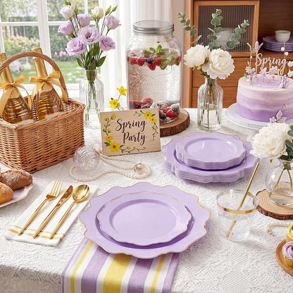 175Pcs Purple Plates Disposable - Image 5