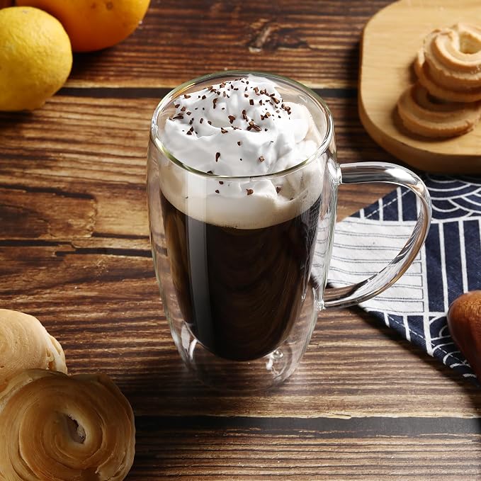 2-Pack 15 Oz Double Walled Glass Coffee Mugs - Image 6