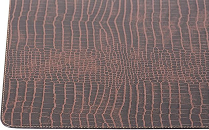 Nikalaz Set of 4 Placemats and 4 Coasters Made of Recycled Leather (18''x13'', Crocodile Embossing)