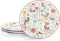 Bico Red Spring Bird Salad Plates Set of 4, 8.75 Inch Ceramic Dessert Plates for Salad, Appetizer, Side Dishes, Microwave and Dishwasher Safe, Gift for Housewarming and Thanksgiving