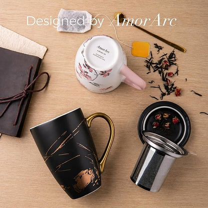 AmorArc Tea Cup With Infuser and Lid, 18oz Loose Leaf Tea Mug With Steeper | - Image 3