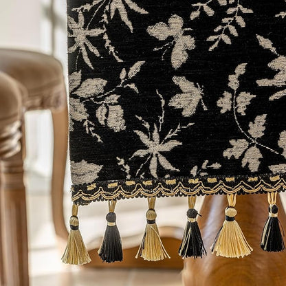 Floral Jacquard Dining Table Runner Black 13 x 82 Inch | Jacquard Flower - Image 8