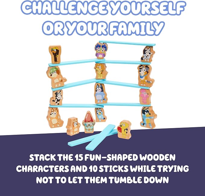 Bluey Stacking Game, Spin & Balance 15 Character Pieces - Image 3