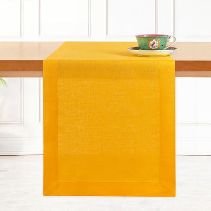 Classic Linen™ by D'Moksha Yellow Table Runner 60 Inches, 100% Pure Linen by DMokshaHomes