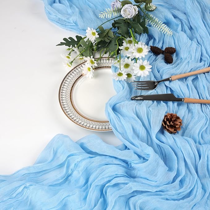 12 Pack Baby Blue Cheesecloth Table Runner 35 x 120 Inch | Boho Gauze Cheese - Image 7