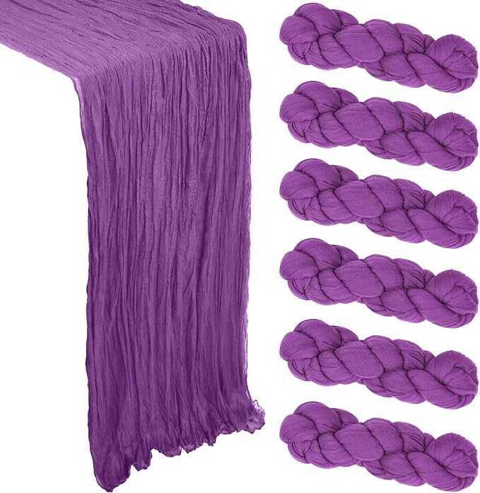 6 Pack Purple Cheesecloth Table Runner 10Ft Gauze Cheese Cloth Table Runner by Heneger