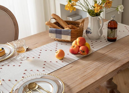 Caflife Boho Table Runner 13 x 48 Inch Long Natural Cotton Woven Runner - Image 3