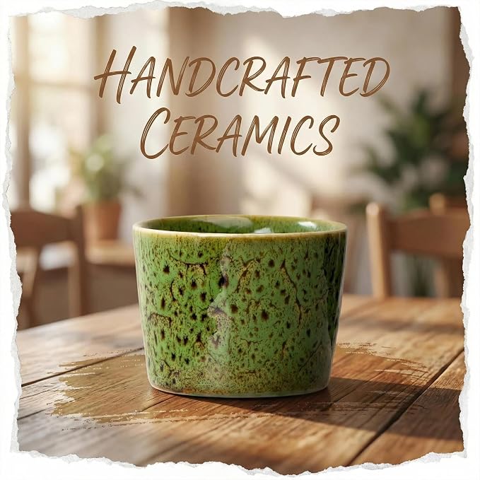 Ceramic Espresso Cups 4oz Modern Stackable Demitasse Mugs - Image 3