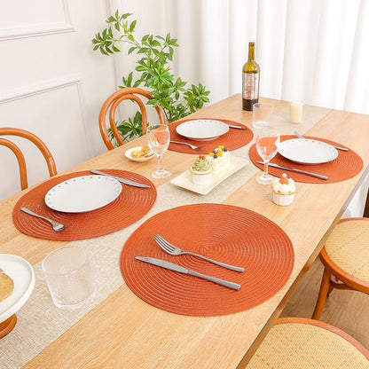 SHACOS Round Placemats Set of 6 Polyester 15 inch Round Braided Place Mats - Image 8