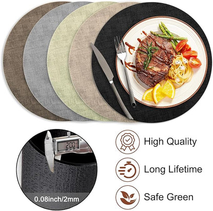 Round Faux Leather Placemats and Coasters, Reversible Heat Resistant Non-Slip - Image 5