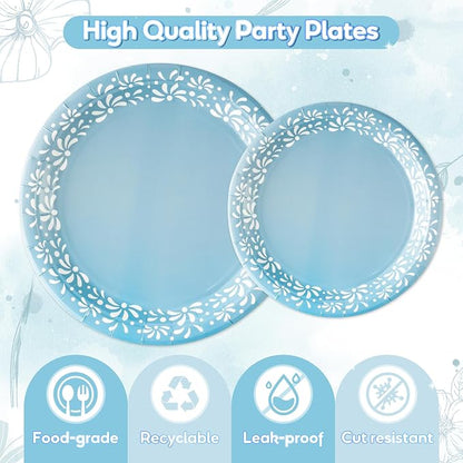96Pcs Blue Platos De Barro Mexicanos Cielito Lindo Terracotta Clay Party Plates - Image 3